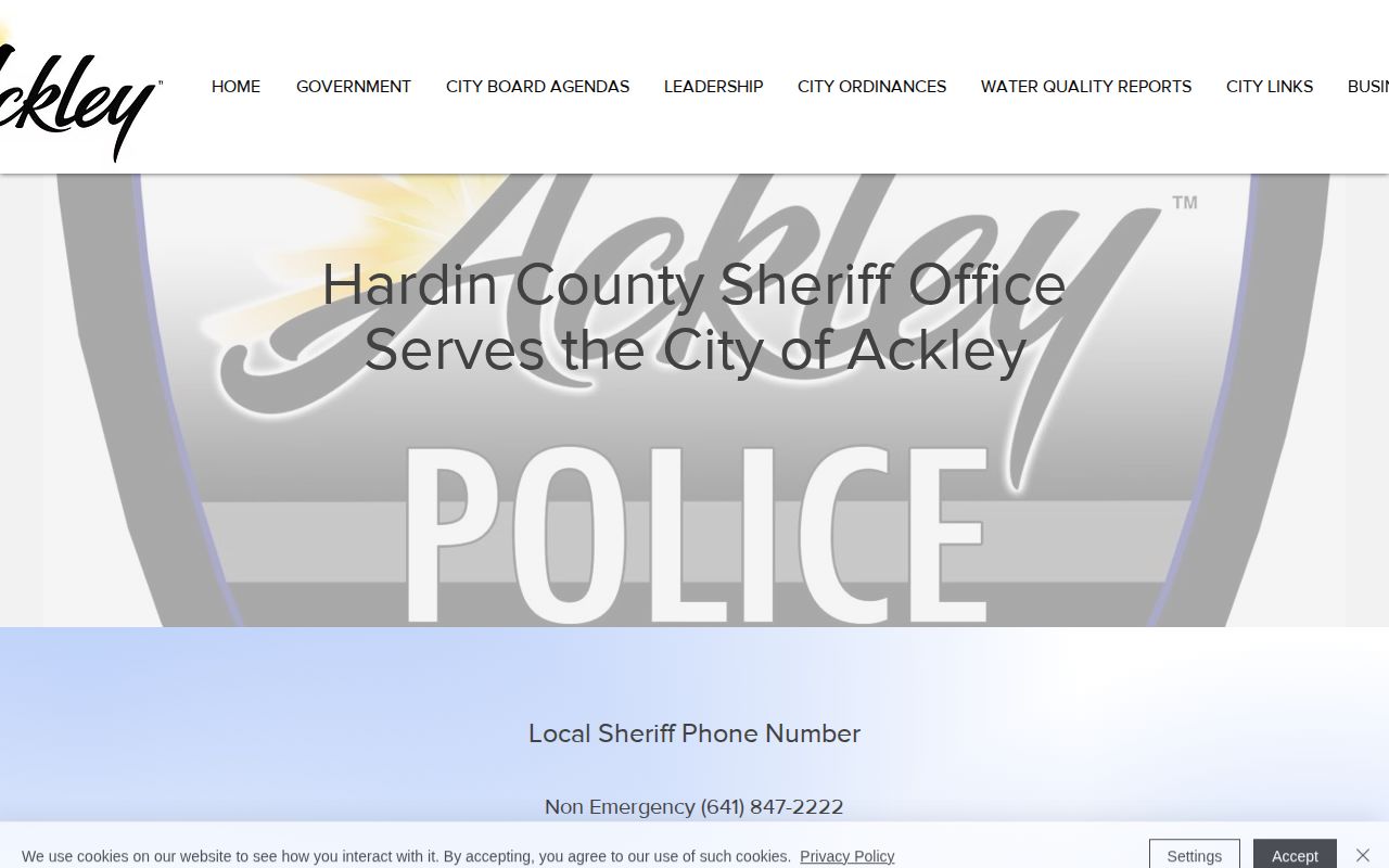 Ackley sheriff service and Hardin County arrest record information