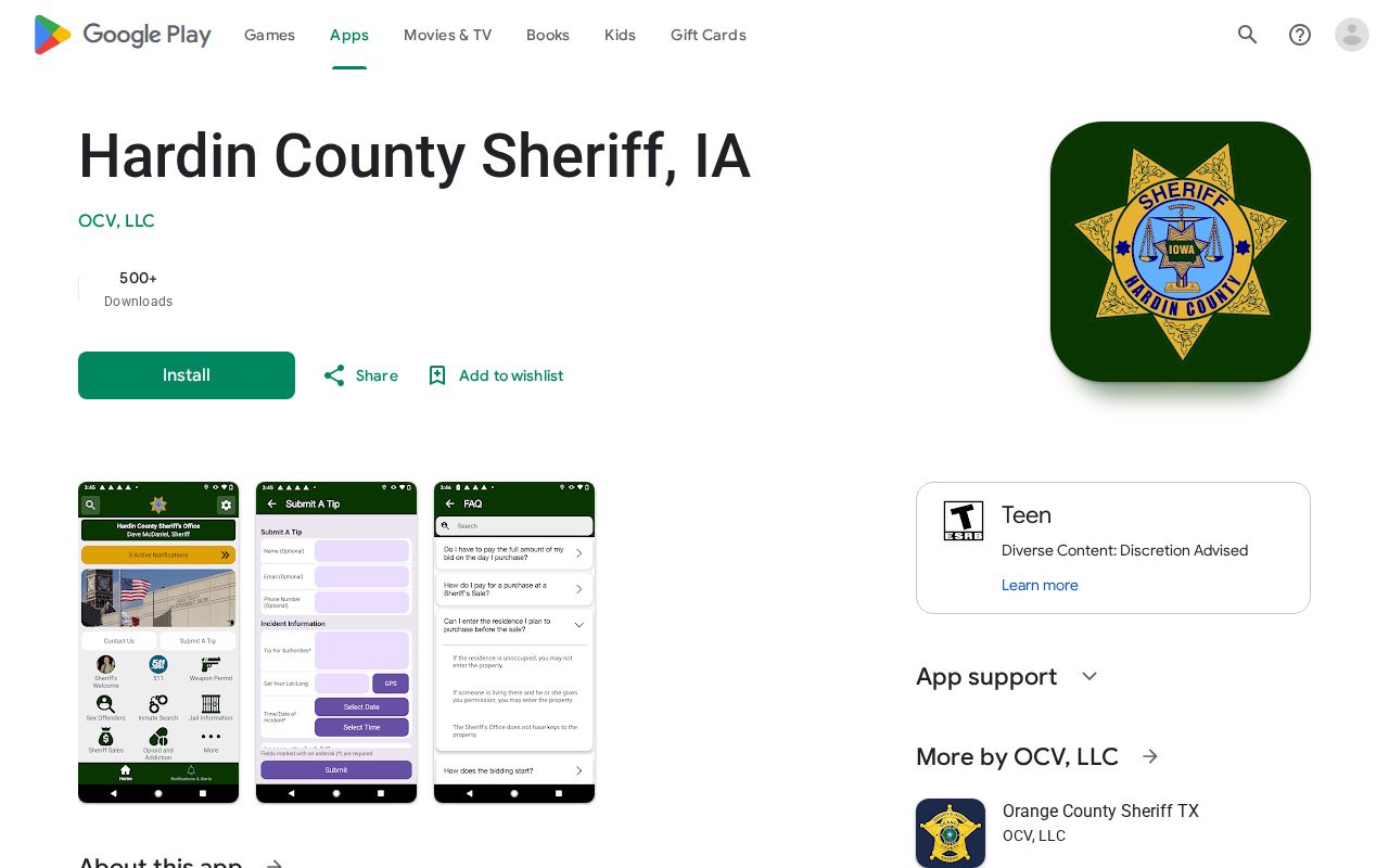 Official Hardin County Sheriff mobile app listing